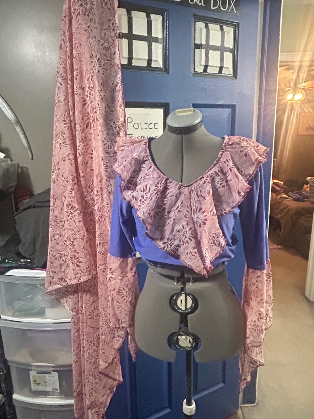 Folkloric Belly Dance Top with Large Semicircle Veil. Size Medium
